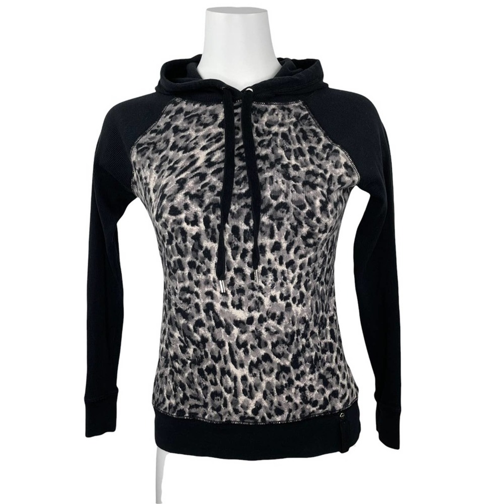 Lauren Active Ralph Lauren Leopard Hoodie Top Thermal Shirt Black/Grey